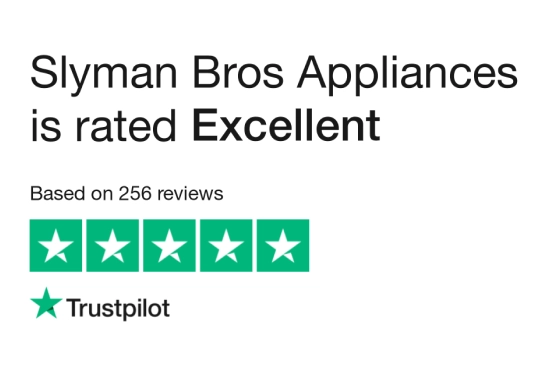 A badge showing 256 5-star reviews for Slyman Bros Appliances